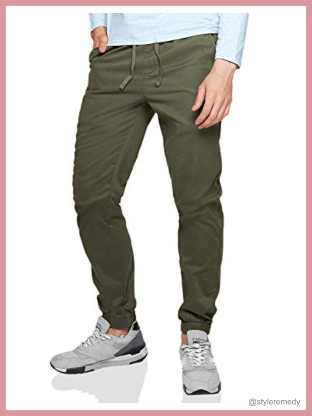 Men's Chino Jogger Pants 100% Cotton Slim Tapered Casual